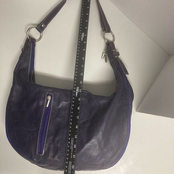 BORSE IN PELLE,Purple/BlueLeather Purse,OrangeSuedeInterior,15X3X8.5,Brand Stamp - Picture 6 of 16